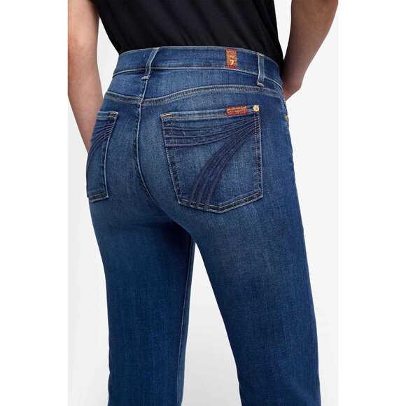 Women's Wide Leg Jeans Cotton Elastane Zipper Mid-Rise Flare Pants - Picture 5 of 6